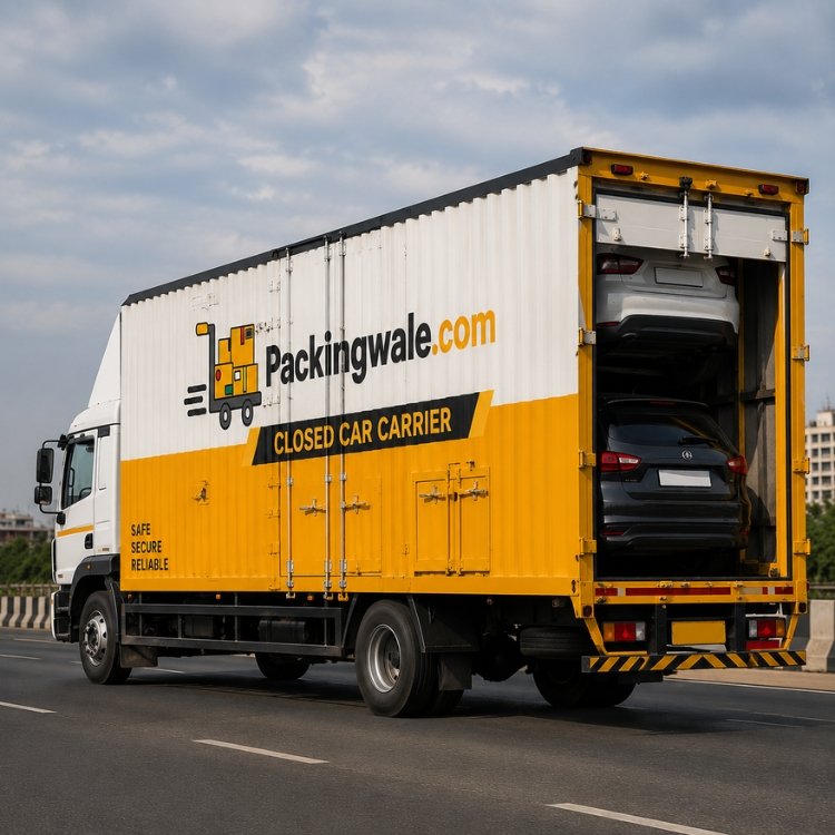 Enclosed car carrier truck used for car transport services in Goa by Packing Wale Packers and Movers
